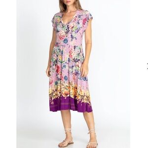 Johnny Was Topiary Tiered Tea Length Dress